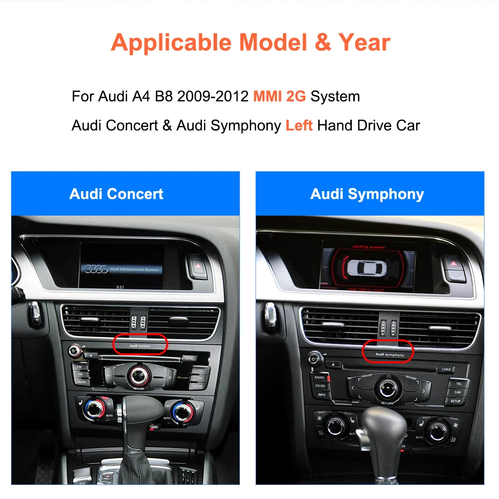 BONROAD 8,8 zoll Drahtlose Carplay Android auto Multimedia Player Auto Radio Für Audi A4 B8 2009-2012 GPS BT stereo – Detail 1