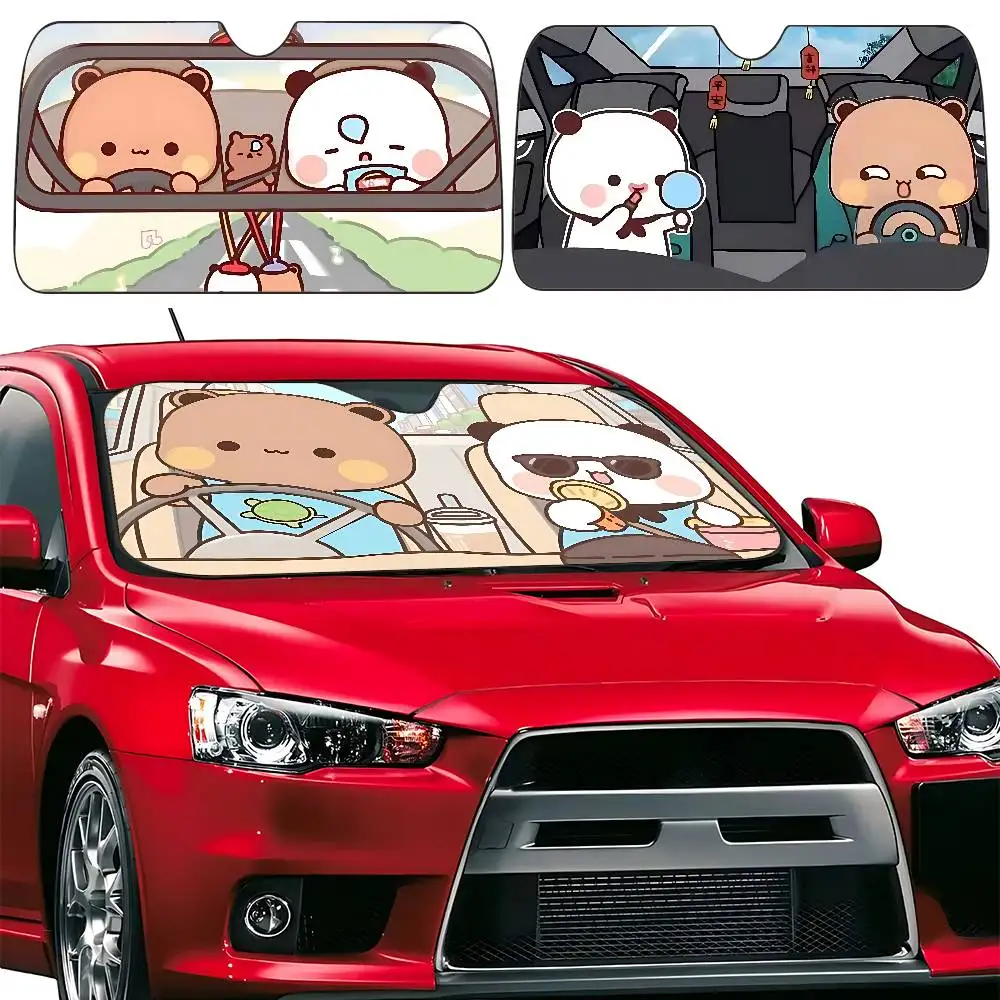 

Cute D-Dudu Bubu Car Sunshade Curtains Windscreen Front Window Visor 70x130cm Sun Visor Solar Protect Plaid Gift Novelty Car
