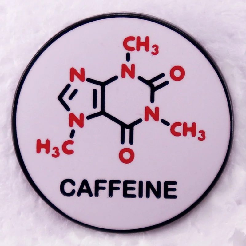 Broche de esmalte con forma de molecular de cafeína, broche de Ciencia de café, accesorio para amantes del café, regalo de joyería