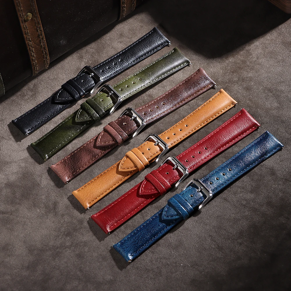 20mm 22mm Quick Release Genuine Leather Watchband Watch Strap For Samsung Galaxy Watch7/ 6/5 Smartwatch Wristband Men Women Belt