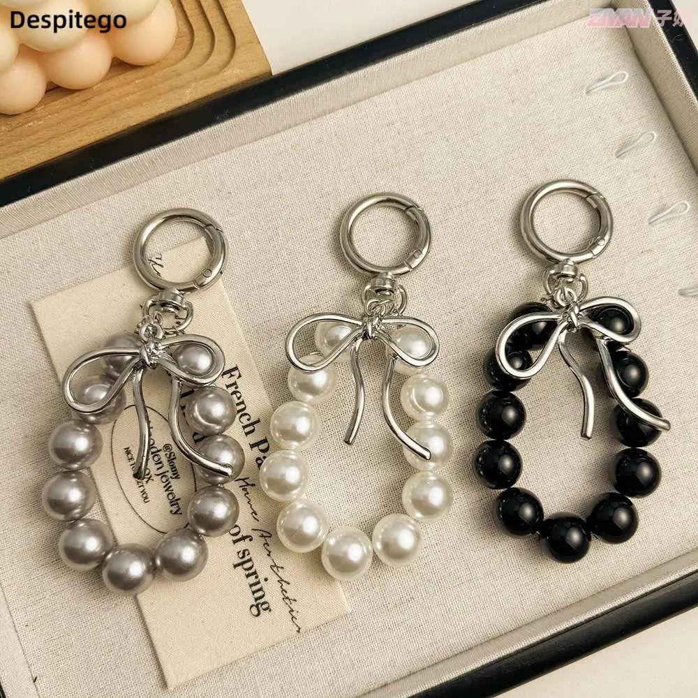 

Colorful Bow Pearl Bag Pendant Bead String Hanging Cord Beads Bag Pendant Earphone Case Decoration Mobile Phone Lanyard