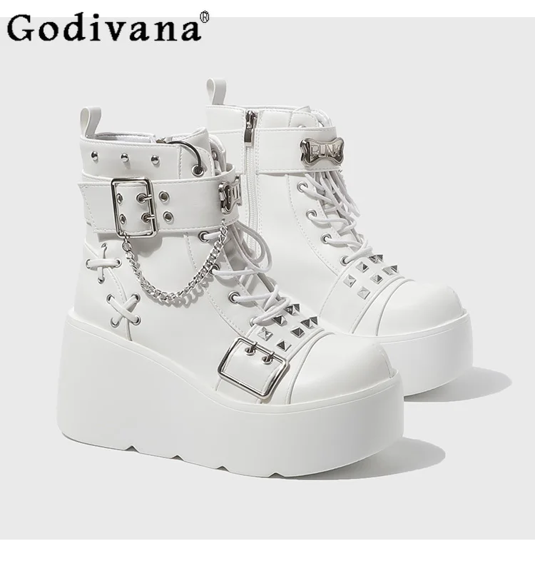 

Y2K Subculture Gothic Lolita Height-Increasing Thick-Soled Short Boots Sweet Cool Hot Girl Punk Style Platform Boots
