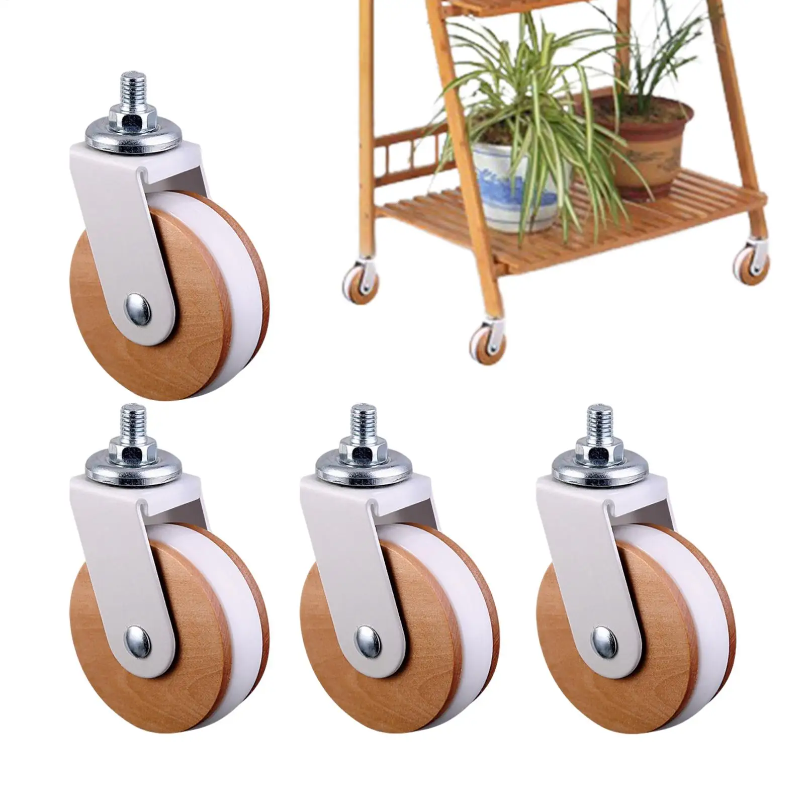4 Pieces M8 Caster Wheels 2.5-inch M8 X 15mm Rotating Threaded Rod Casters Heavy Duty Silent Threaded Castor Stem Caster Wheels