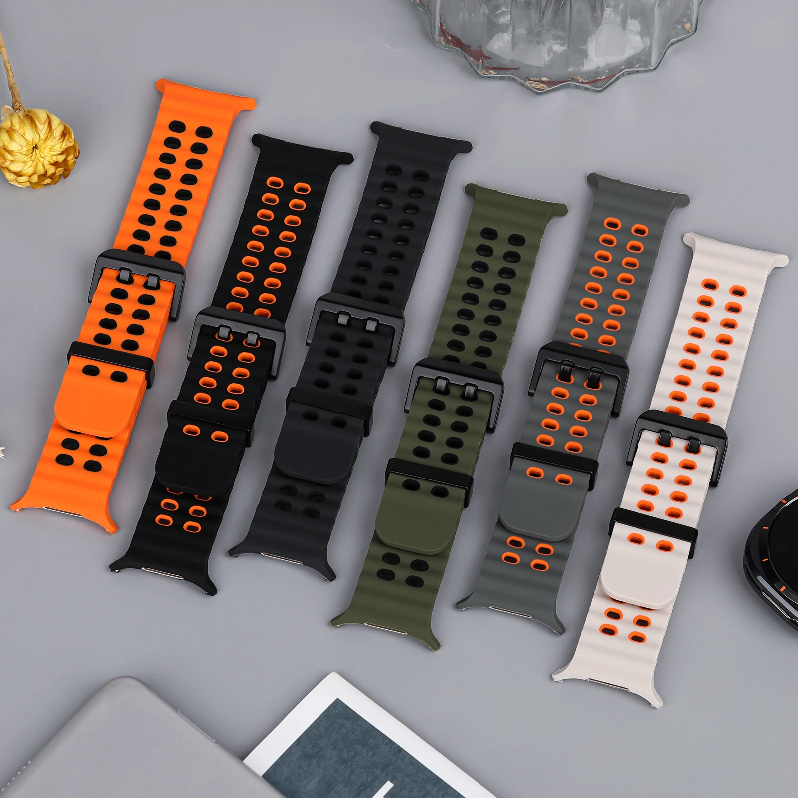 Band For Samsung Galaxy Watch Ultra 47mm Accessories Marine Wrist Sport silicone Bracelet correa Galaxy Watch 7 Ultra Straps