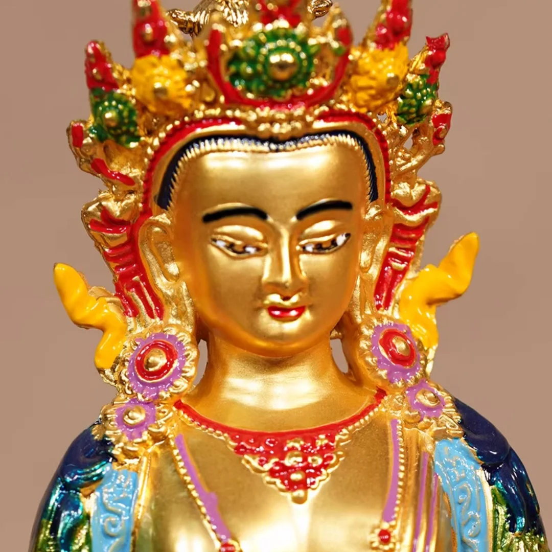 5-Inch Gilt Buddha Statue with Infinite Longevity National Handicraft Traditional Artwork with Offering Ornaments