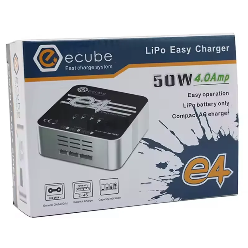 Hot Selling EV-Peak E4 50W 4A AC Input Voltage 100V-240V Fast Balance Charger for 2S-4S LiPo Battery for RC Helicopter Part