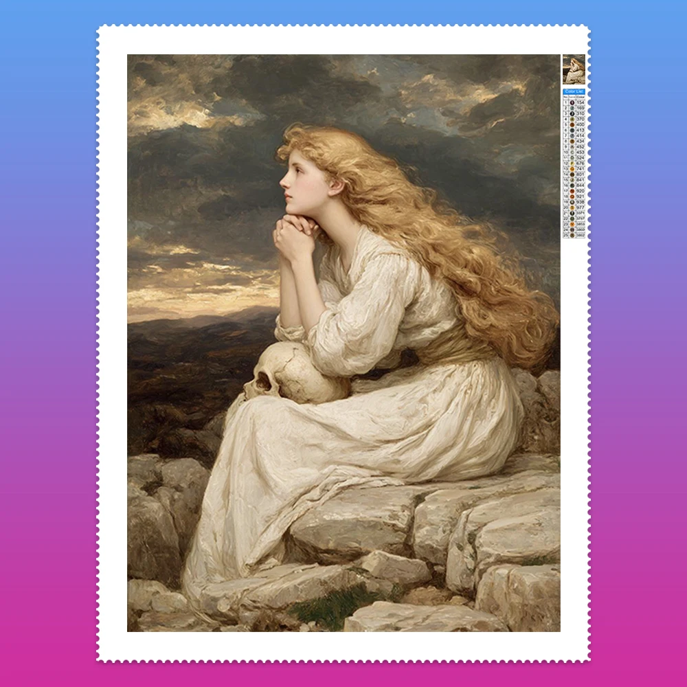 

Блондинка Девушка Мышление 5D Алмазная Картина Красивая Женщина и Череп Фреска Полный Круглый Драгоценный Камень Вышивка Простой Ручной Работы Домашний Настенный Декор