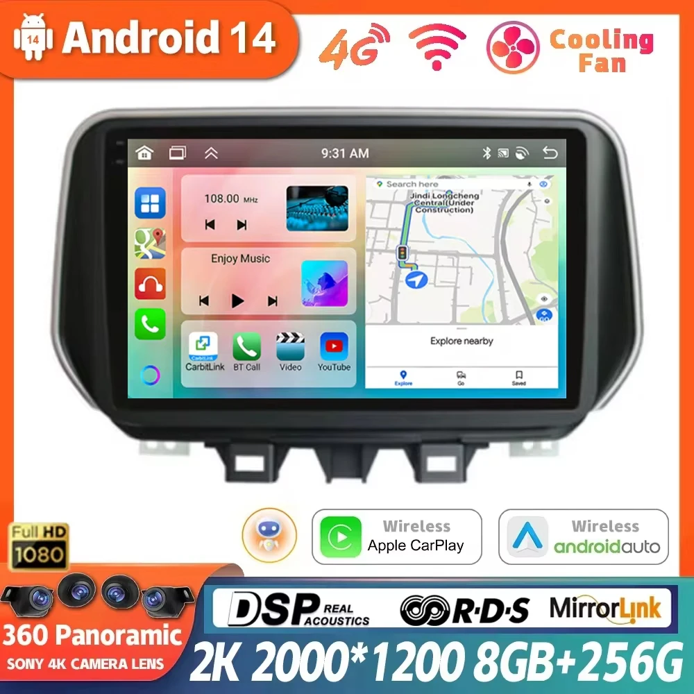 

Android 14 For Hyundai Tucson IX35 2018 2019 2020 Multimedia Stereo Car WIFI Player Navigation GPS Radio DPS 360 Camera Carplay