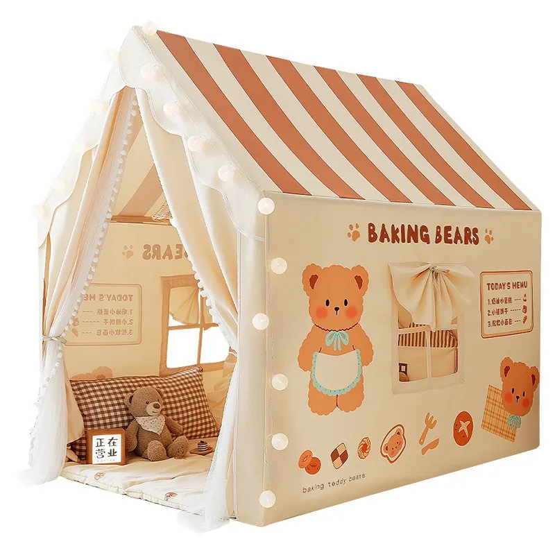 Tienda grande para niños, tienda de juguete para interiores para niños y niñas, tienda de juegos para niños, cortina de doble puerta, tiendas de juego transpirables de seguridad