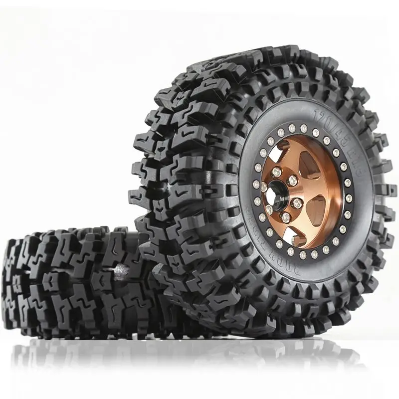 BEDW-Metal Beadlock Wheel Beadlock Wheel Rim For 1/10 RC Crawler Car TRX4 D90 D110 Axial SCX10 Rubber Tire RC Car Parts Sliver