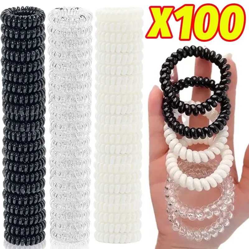 

1-100Pcs Large Spiral Hair Ties 45mm Spiral Hairs Bands Coil Hair Bands Telephone Cord Bobbles No Trace Strong Hold Waterproof