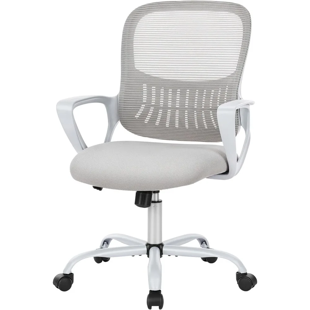 Ergonômico Office Computer Gaming Desk Chair, Mid-Back Mesh, Rolling Work Swivel Task Chairs with Wheels, Suporte lombar confortável