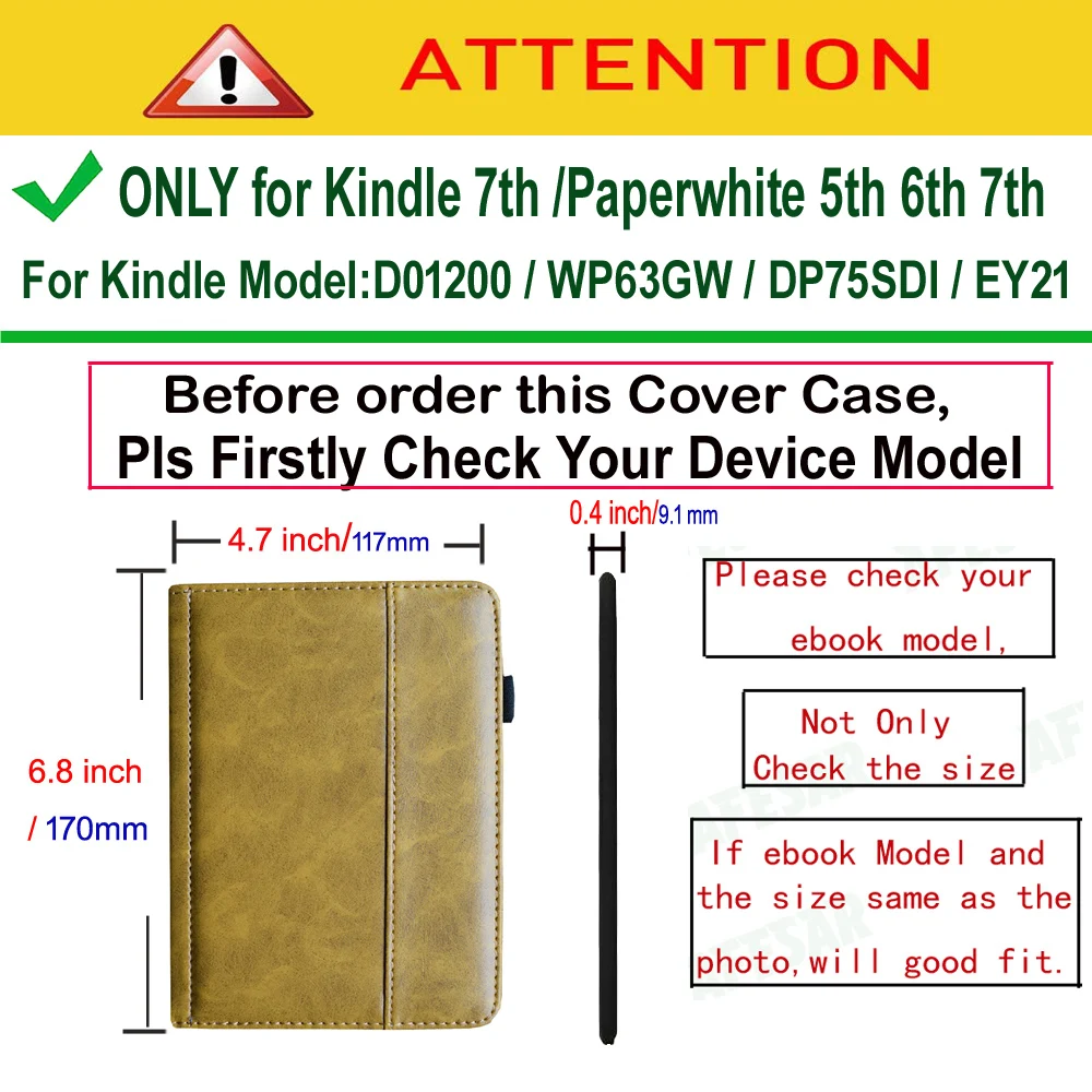 Flip Folio Cover for Kindle Paperwhite 5th 6th Basic Touch 7th Generation Case DP75SDI EY21 WP63GW Protective Leather Cases