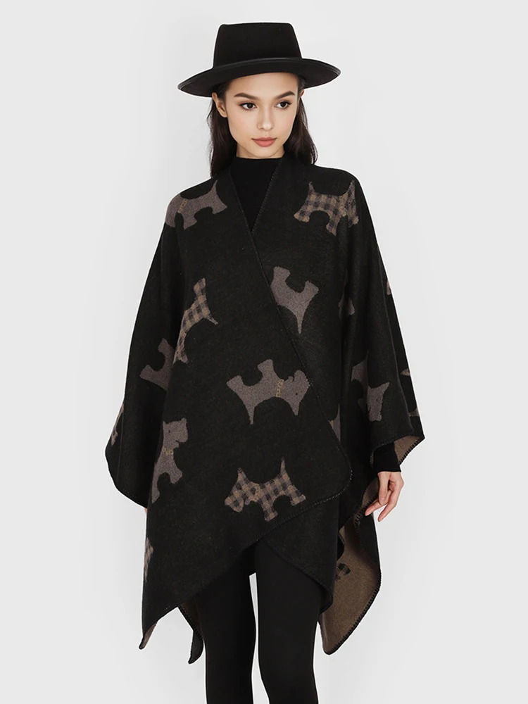 

Зимний женский и мужской шарф, многослойное пончо, элегантный толстый платок с животным принтом, женский мужской шарф, плащ из пашмины, новый