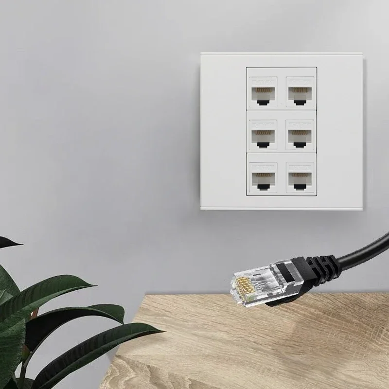 Presa a muro di rete GIGABit a 6 porte, modulo cavo di rete RJ45 Il cavo di rete per computer CAT6 si collega al pannello presa del computer