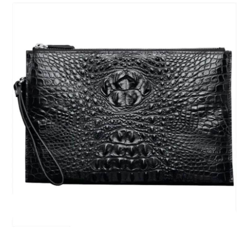 

langhao men clutch bag handbags Male crocodile leather Hand bag youth zipper leisure Cross section square handbags