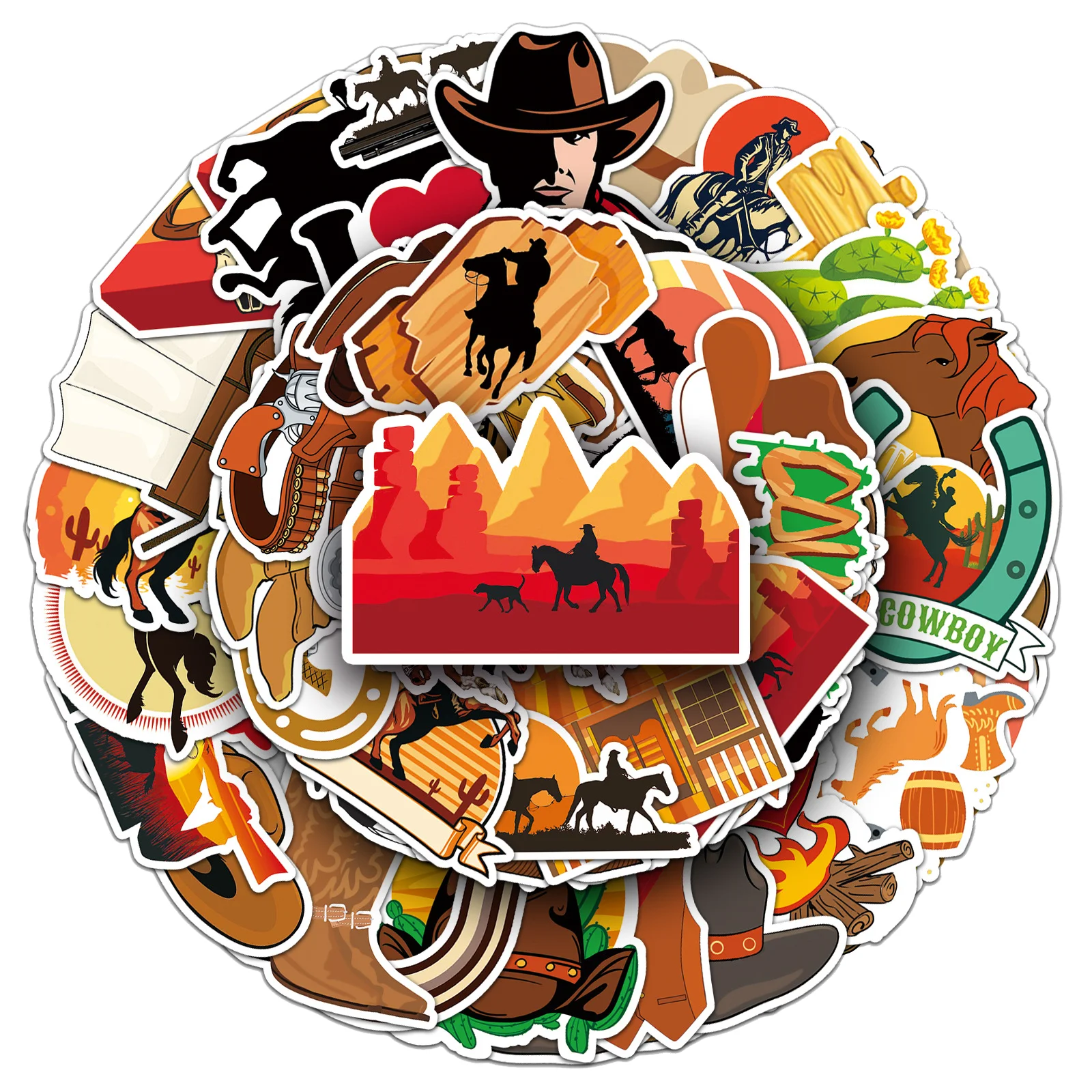 50 personalisierte Graffiti-Aufkleber im Western-Cowboy-Stil, cool, Retro-Trend, für Auto, Laptop, Telefon, Schreibwaren, Dekor, wasserfeste Aufkleber, Spielzeug