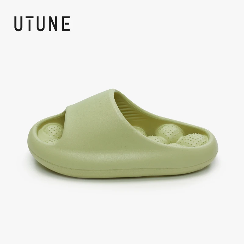 

UTUNE Bouncy slippers Hollow Out Bottom EVA Non-slip Platform Bathroom Women's home slippers Massage Beach sandals flip flops