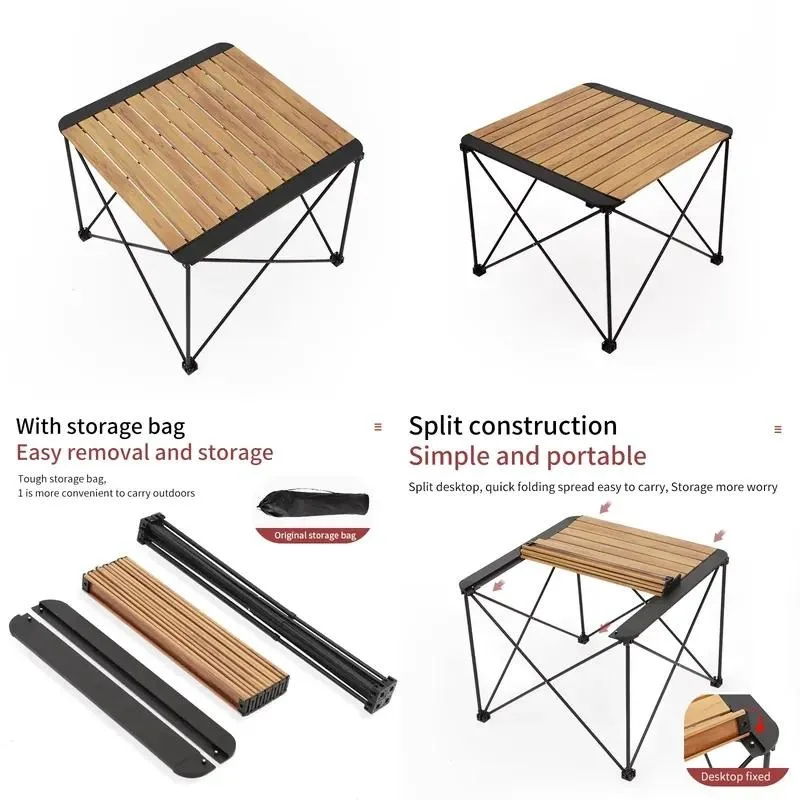 Outdoor Portable Foldable Camping Picnic Table Ultra Light Roll Up Mini Folding Table with Storage Bag