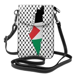 Borsa a tracolla con mappa bandiera palestinese Kufiya Hatta Borse da donna estetiche sfuse Borsa da donna da viaggio in pelle