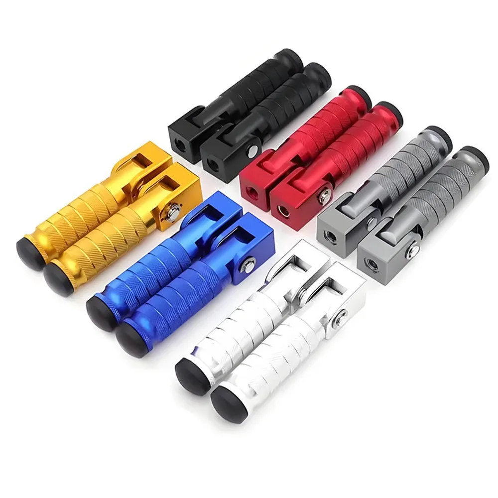 YGTITAN CNC Motorcycle Foot Pegs, Foldable Aluminum Rear Passenger Footrest, Anti-Slip Pedals, 1 Pair