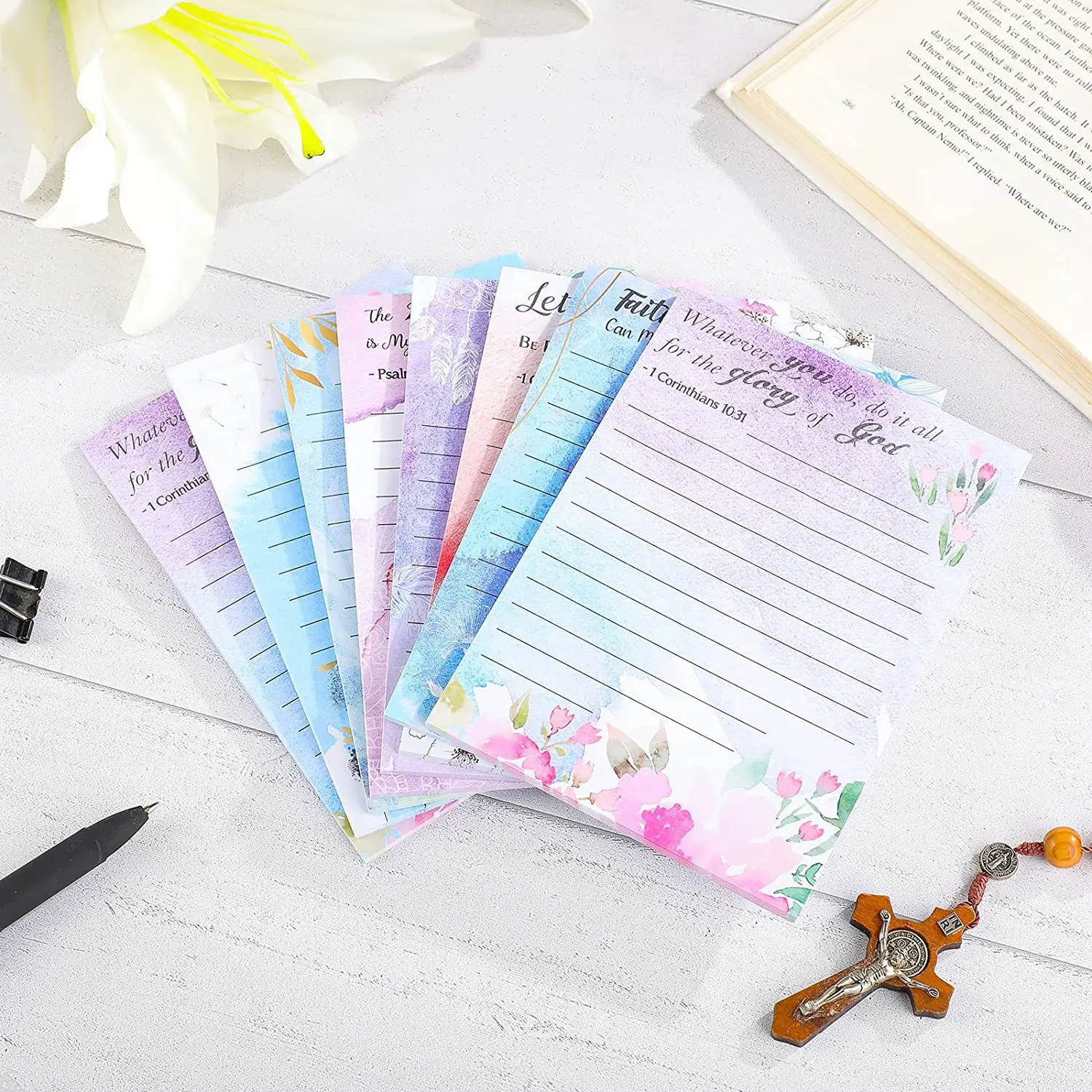 8pcs Faith Prayer Journal Notebook Mother\'s Day Gifts Bulk Small Pocket Bible Journal Inspirational Religious Christian Gifts