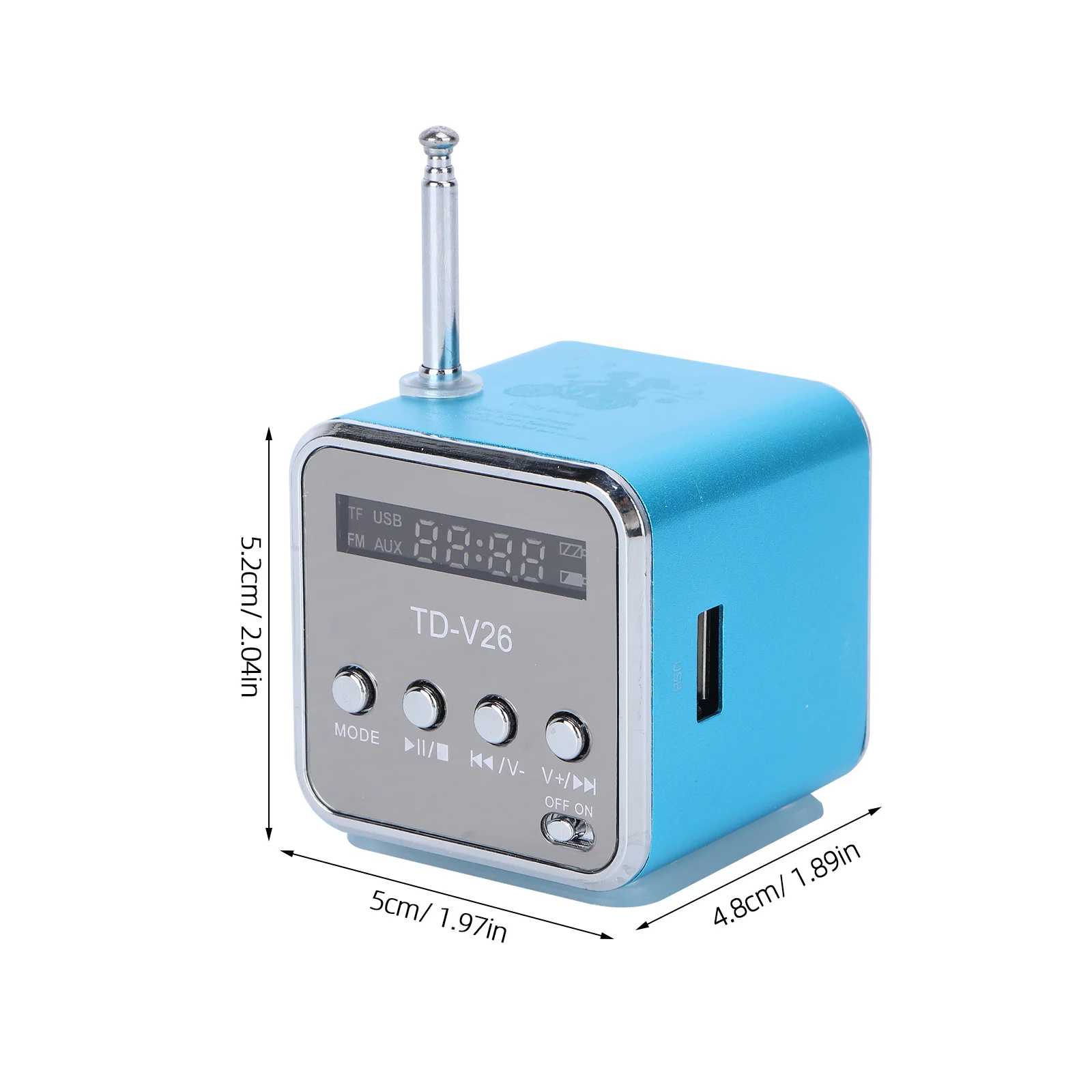 Mini altoparlante digitale portatile blu lettore Mp3 Mp4 disco micro USB supporto radio Fm illuminazione display a LED