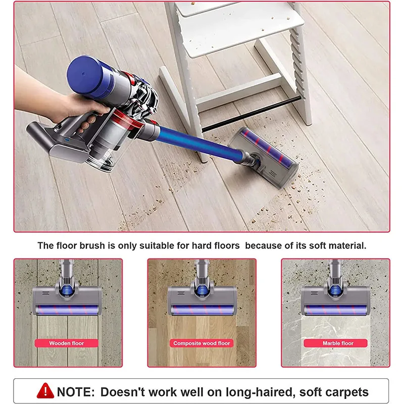 Motorizado Floor Brush Head Tool para Dyson, Soft Sweeper Roller, Aspirador Acessórios, V6, DC58, DC59, DC61, DC62