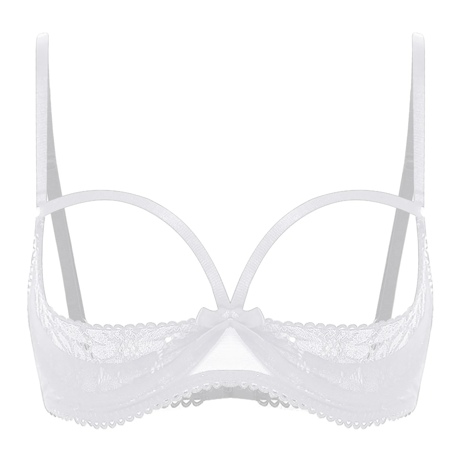

Women Lingerie Temptation Underwear Bras Sheer Floral Lace Nipple Exposed Underwire Brassier for Couple's Intimate Flirting Bras