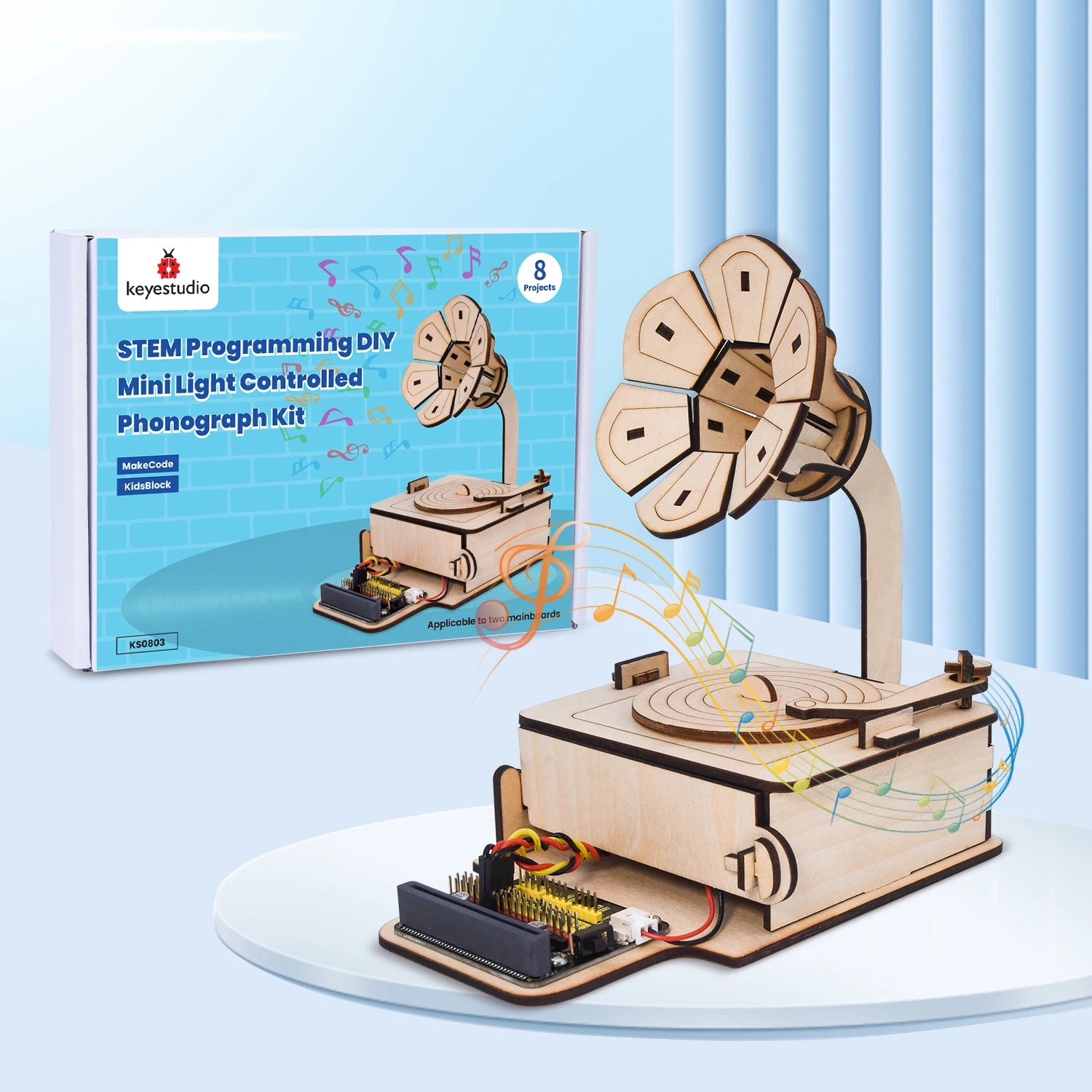 

STEM Programming School Education Kids Starter Kit DIY Mini Light Controlled Phonograph Kit Robotics Kits Without Main Board