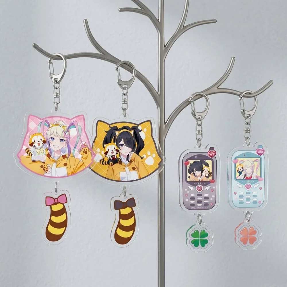 Anime NEEDY GIRL OVERDOSE Acrylic Keychain Ame-chan KAngel Cosplay 5.5cm Keyring Rascal the Raccoon Phone Charm Bag Pendant Gift