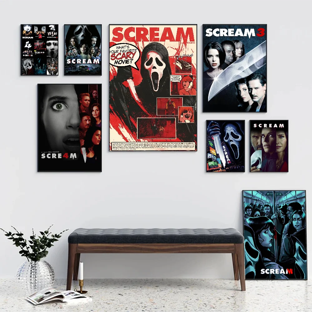 

S-SCREAM Classic Horror Movie Good Quality Prints And Posters Waterproof Paper Sticker Coffee House Bar Posters Wall Stickers