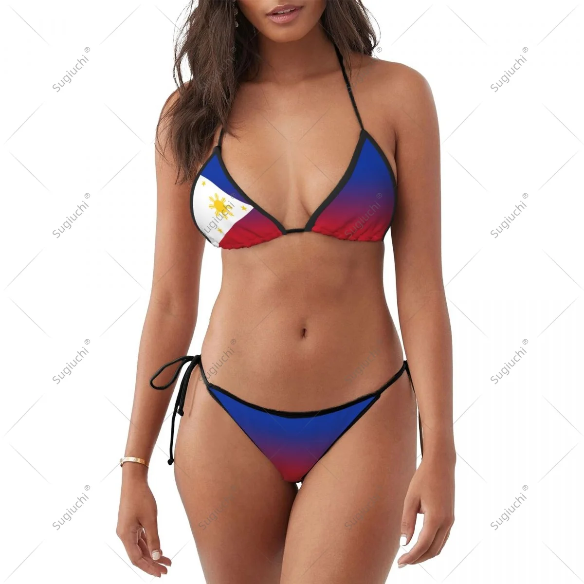 

Women Girls Bikini Philippines Flag Swimsuit Sets Three Point Beachwear Swimming Bathing Beach Party Suits Sexy Mujer