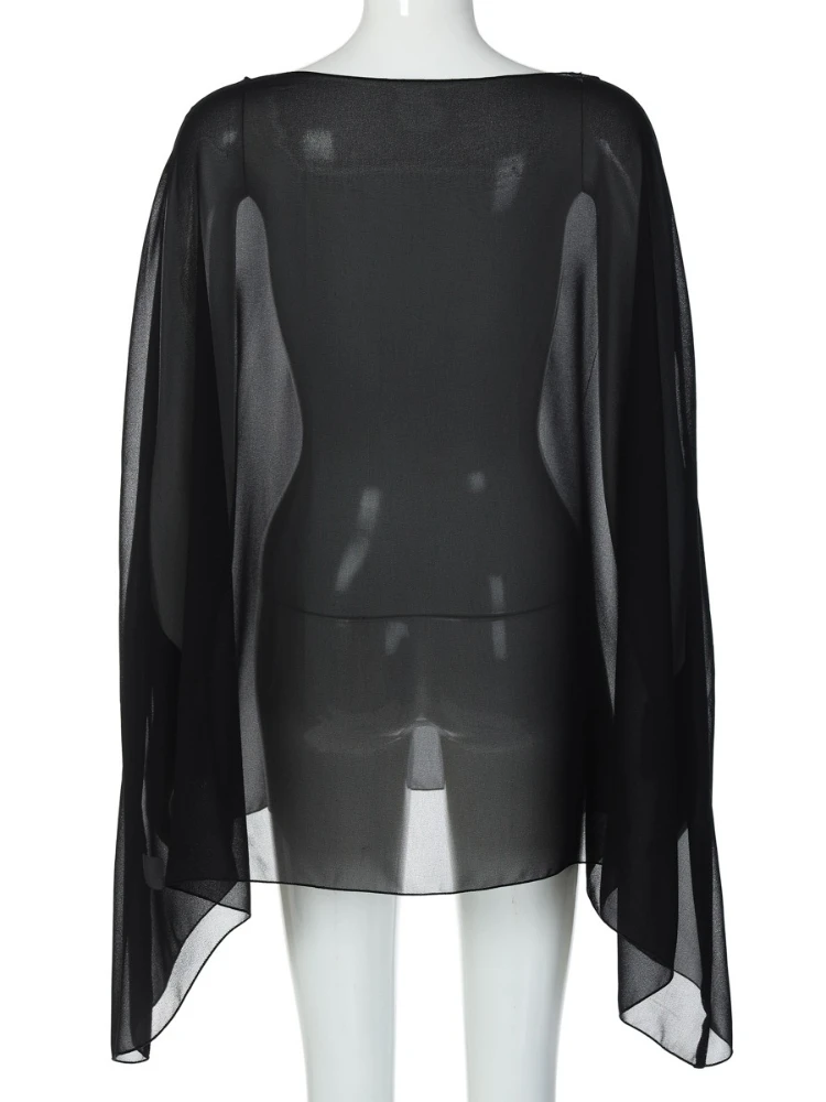 FDYOUI Sexy Lose Bluse Cover-up Frauen Streetwear Schwarz Weiß Aushöhlen Strand Urlaub Tops Weibliche Party Nacht Club blusen
