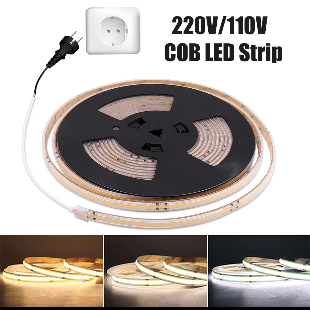 

AC 110V 220V COB LED Strip Light Bar IP67 Waterproof Driverless High Bright FOB COB Linear LED Tape Neon Lights 50m 30m 20m 10m