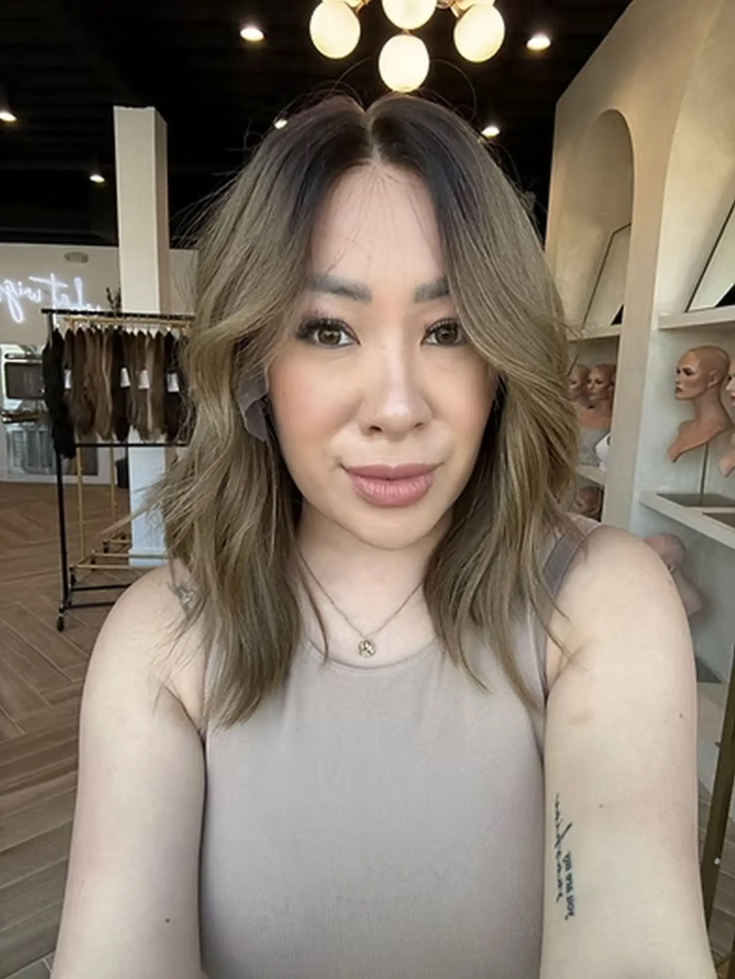 14 Inches Dark Brown with Blonde Highlights Synthetic Lace Frontal Wigs Long Length Loose Wave Realistic Look High Density Wigs