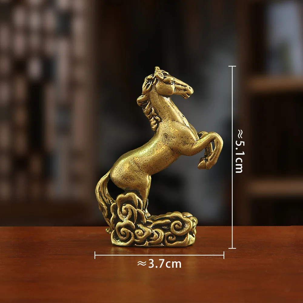 Vintage Messing-Pferdefigur auf Glückswolken, Glücksbringer für Erfolg, Feng-Shui-Heimdekoration, Sammlerstücke, Einweihungsgeschenk – Detail 1