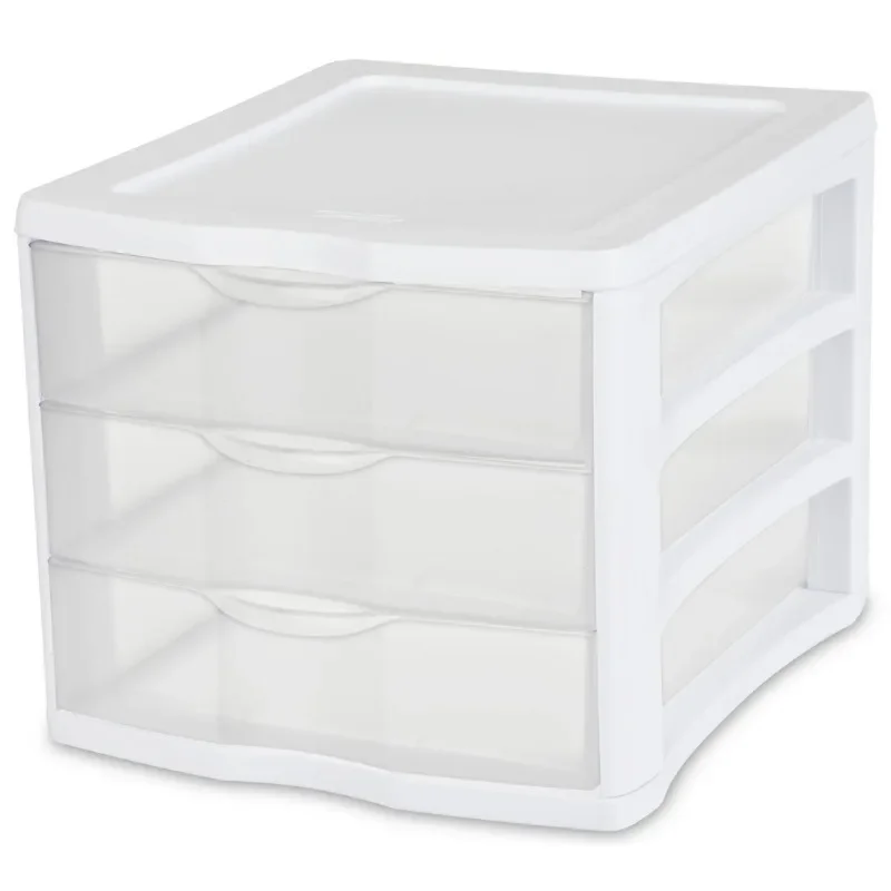 

3 Drawer Unit, Clear Countertop, Desktop Drawers, White Free shippment