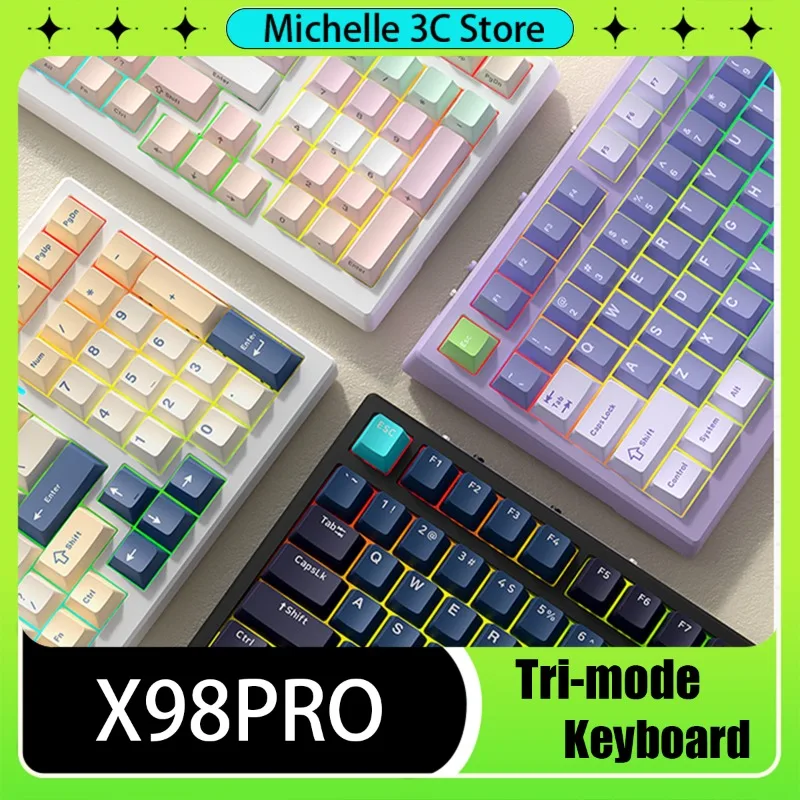 

X98PRO Customized Tri-mode Mechanical Keyboard Bluetooth/2.4G 98%Layout 99Keys Gasket Structure Mac/Win Office Gaming Esports