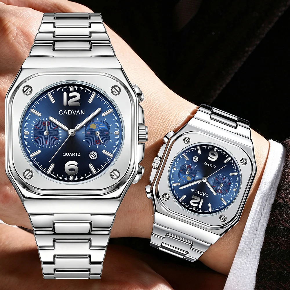 1PC New Fashionable and Casual CADVAN Men's Calendar Dial Quartz Watch, Accurate and Durable, Comes with a Tuner Gift Box