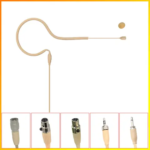 3 pin 4 pin Mini Single Ear hook Headset Microphone 3.5mm Omnidirectional Electret Headworn Mic for Interview Wedding HS-13S2