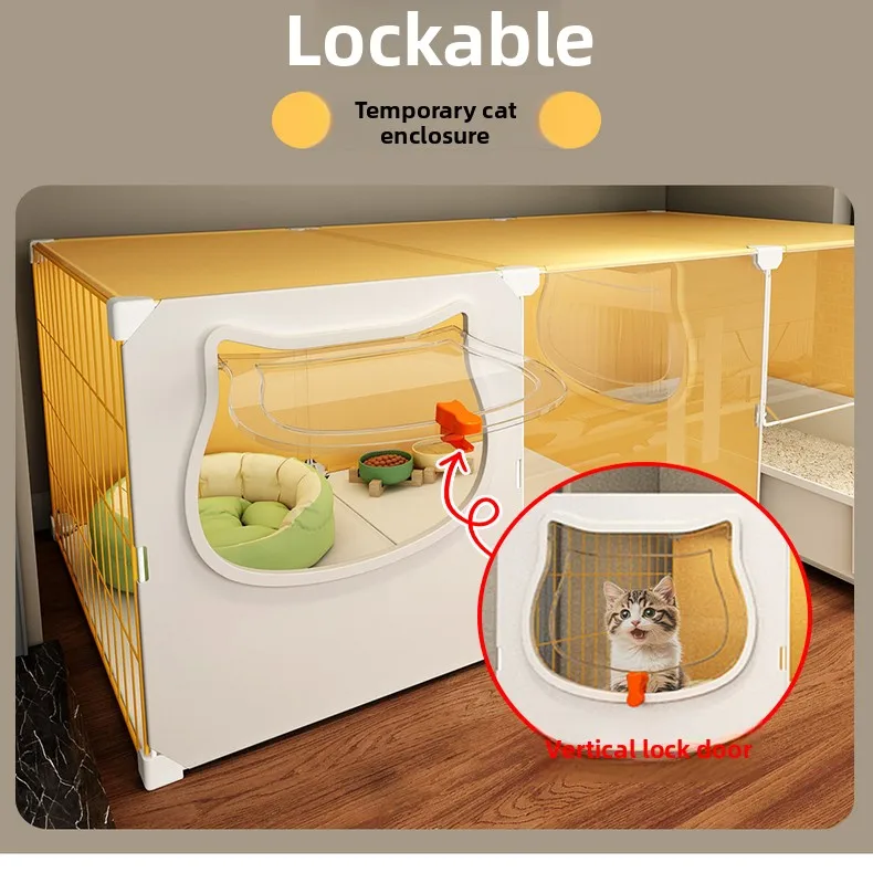 

Cat cage Household indoor cat nest Toilet integrated one room one bathroom one living room empty cage Free entry