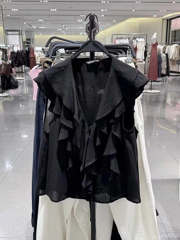 

Sweet Sle V-Ne Svel irt Women's Summer New Arrival Versatile Layered Decorative Top Quali Fabric Loose Fit or...