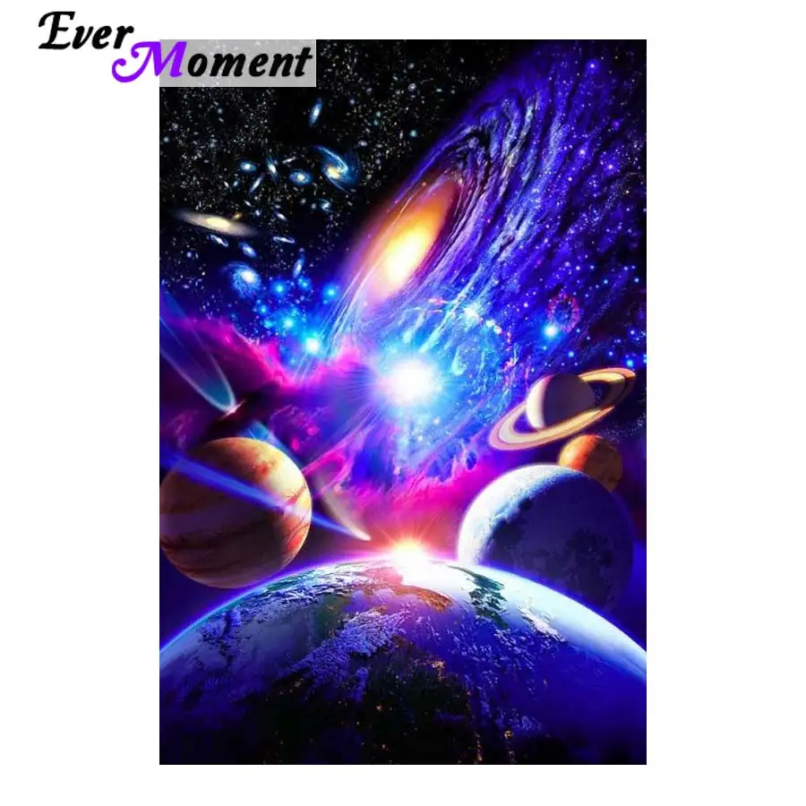 

diamond painting stars diy 5d full square round resin drills embroidery planet wall painting for study room ASF803