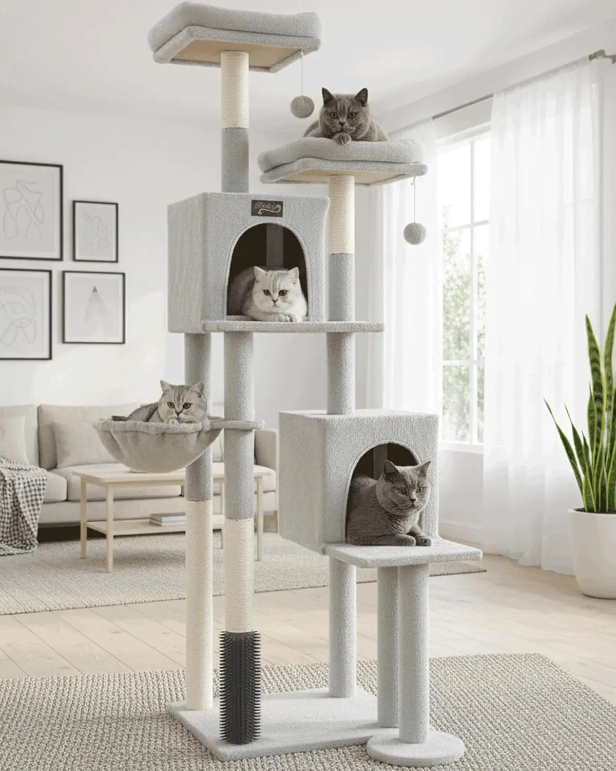 

Cat Tree Tower for Indoor Cats Large Adult - 65 inch Extra Tall Cat Condo Trees with Scratching Post Hammock Perch - XL