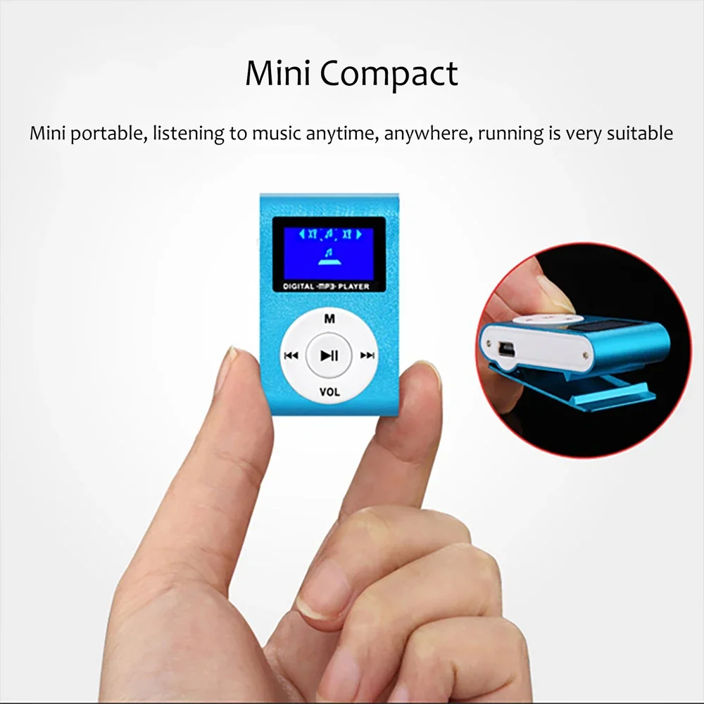 Mp3 Player Mini LED Display Clip-type USB Rechargeable Portable Sport Music Walkman with Wired Earphone for Student Kids Gifts