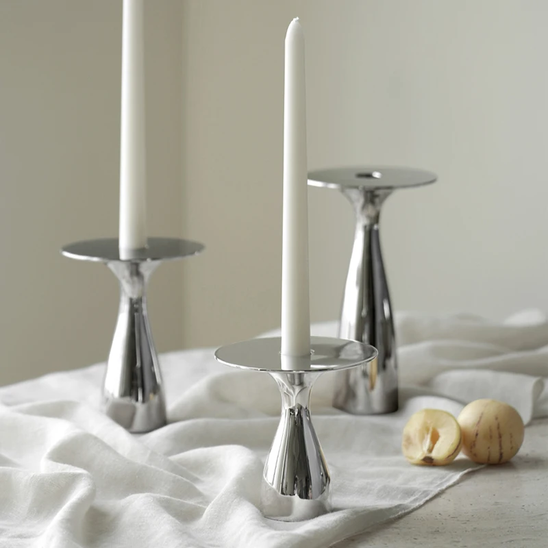 Luxury Silver Candlestick Home Mushroom Shape Atmosphere Sense Of Candlelight Dinner Upscale Romantic Props Decorative Ornaments