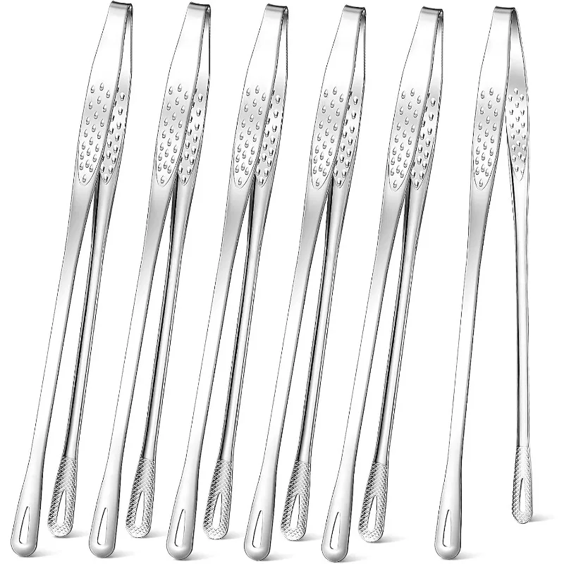 

6 Pcs BBQ Grill Tongs 11 Inches - Stainless Steel Portable Barbecue Tongs for Food, Steak & Salad