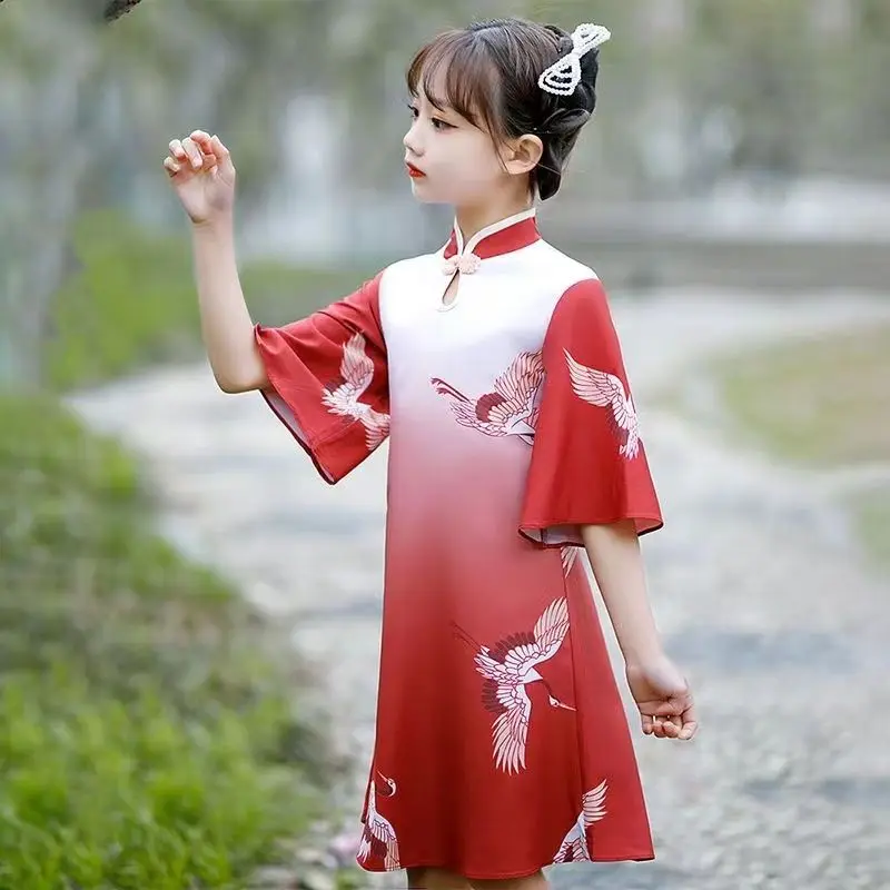 

Cute Girls Chinese Cheongsam Hanfu New Year Clothing Kids Tangsuit Children Party Outfits Qipao Wedding Dress Costume Gift