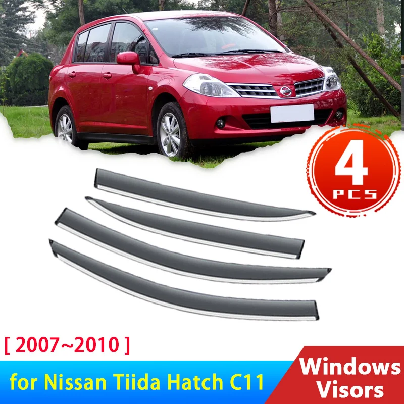 Deflectors for Nissan Tiida Hatch C11 2007~2010 2008 2009 Acessories Car Window Visors Rain Eyebrow Guards Auto Protector Cover